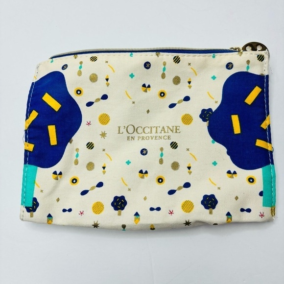L’OCCITANE Cream Multicolor Small Makeup Pouch - Picture 1 of 5
